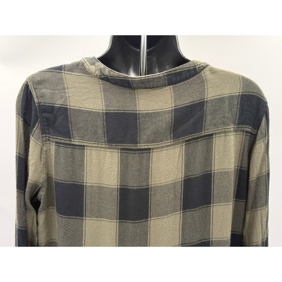 Express Plaid Lace-Up‎ Long Sleeve Top Womens Small Olive Green Black Casual - Picture 12 of 16